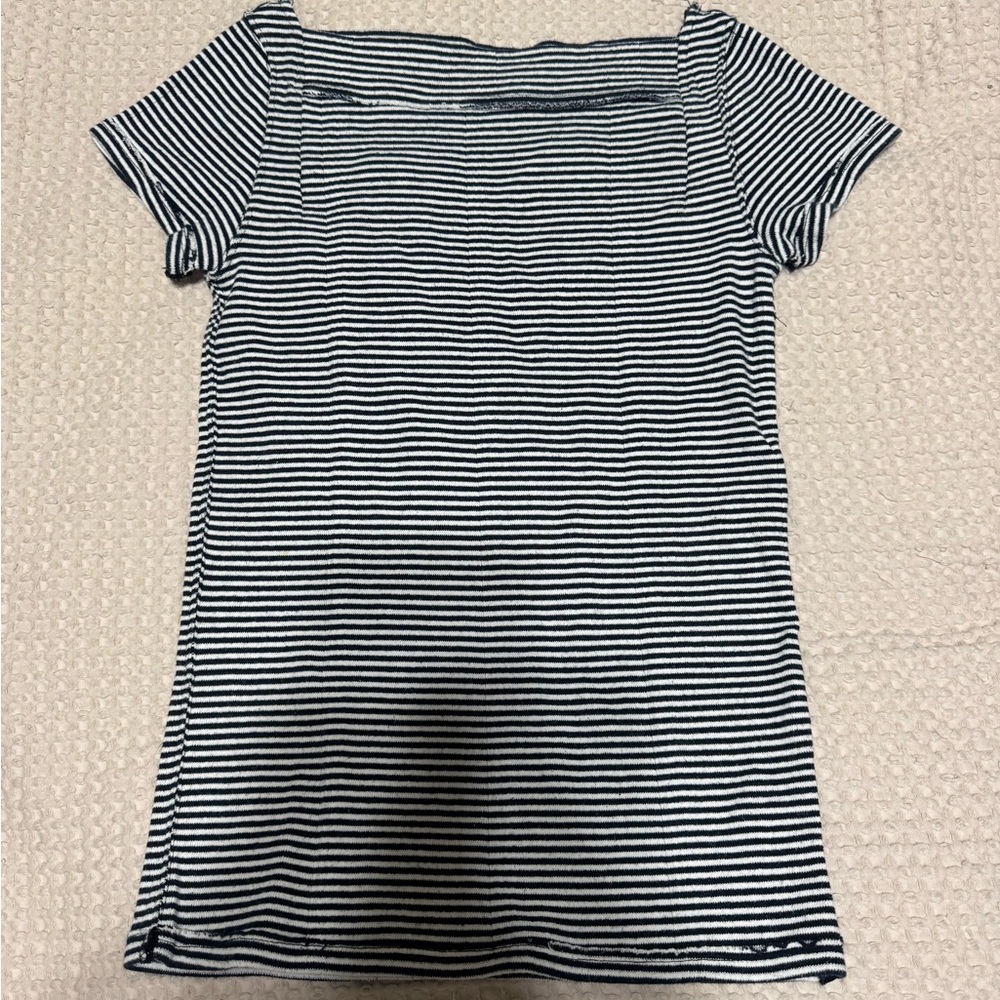 We The Free Navy and White Striped Boat Neck Top Medium